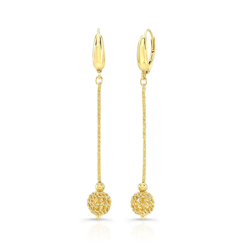 18ct yellow gold dangle ball earrings (British brand)