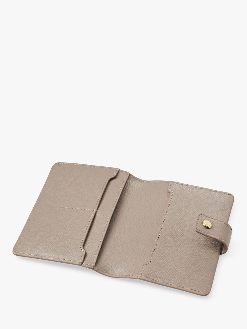 Aspinal of London leather duo passport cover taupe, imported from the UK