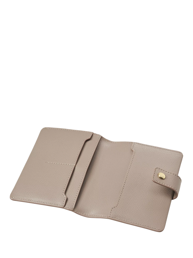 Aspinal of London leather duo passport cover taupe, imported from the UK