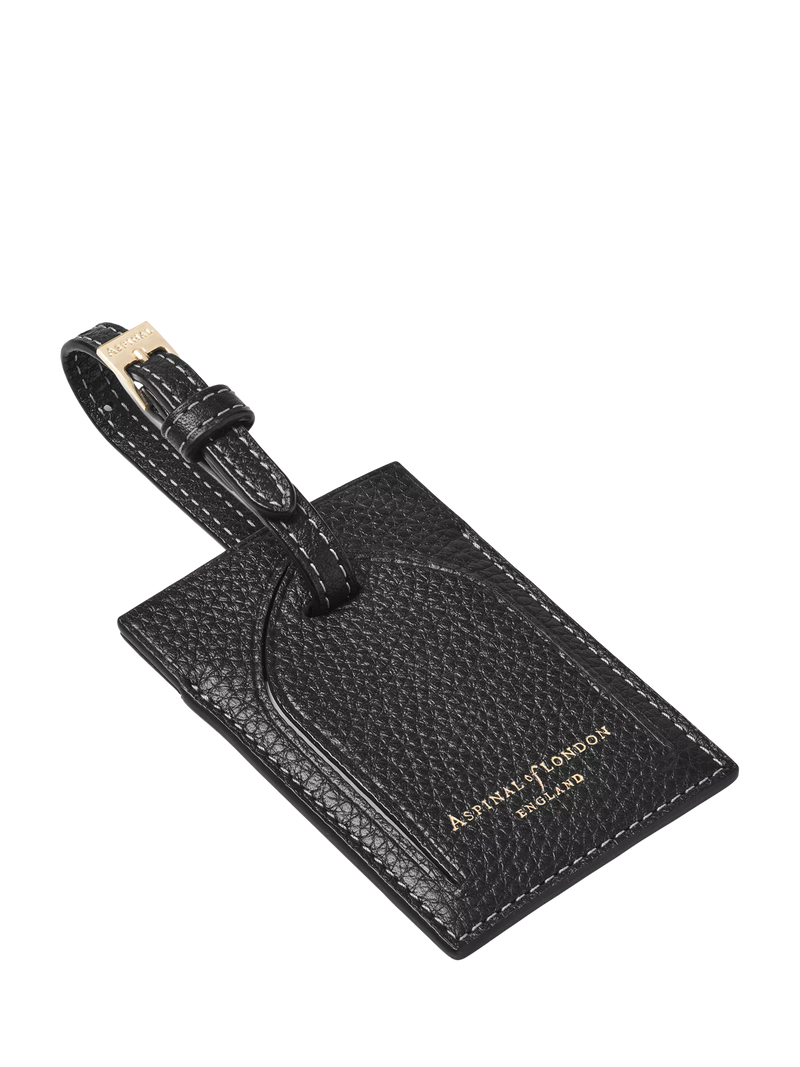 Aspinal of London leather luggage tag black, imported from the UK