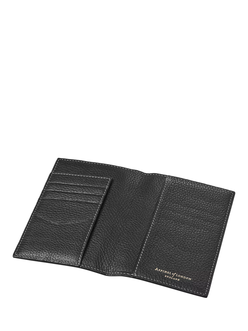 Aspinal of London Hudson black leather passport cover (British brand)