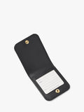 Aspinal of London black leather luggage tag, imported from the UK
