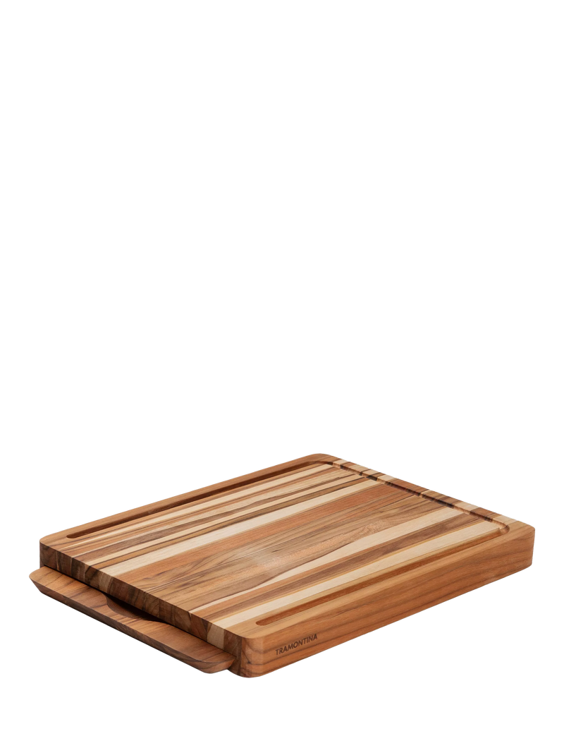 Tramontina teak wood slicing board with juice grooves - imported from the UK