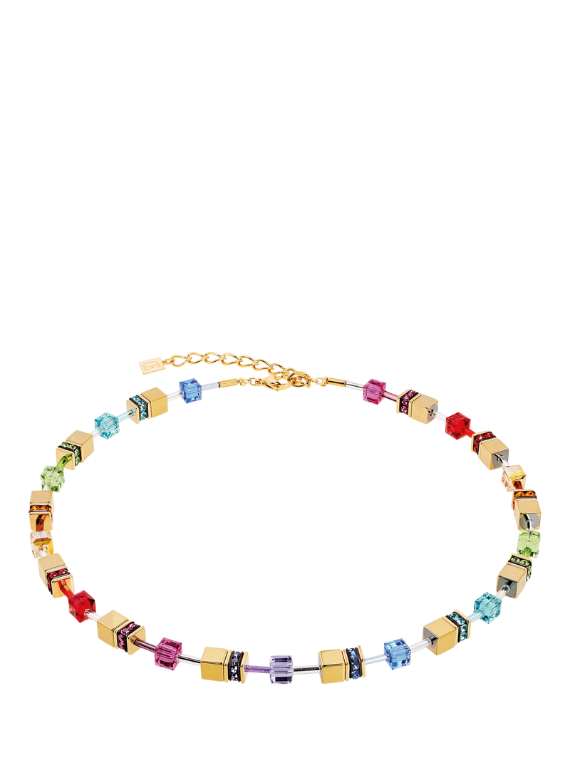 COEUR DE LION Swarovski cube necklace rainbow gold 42cm - British product