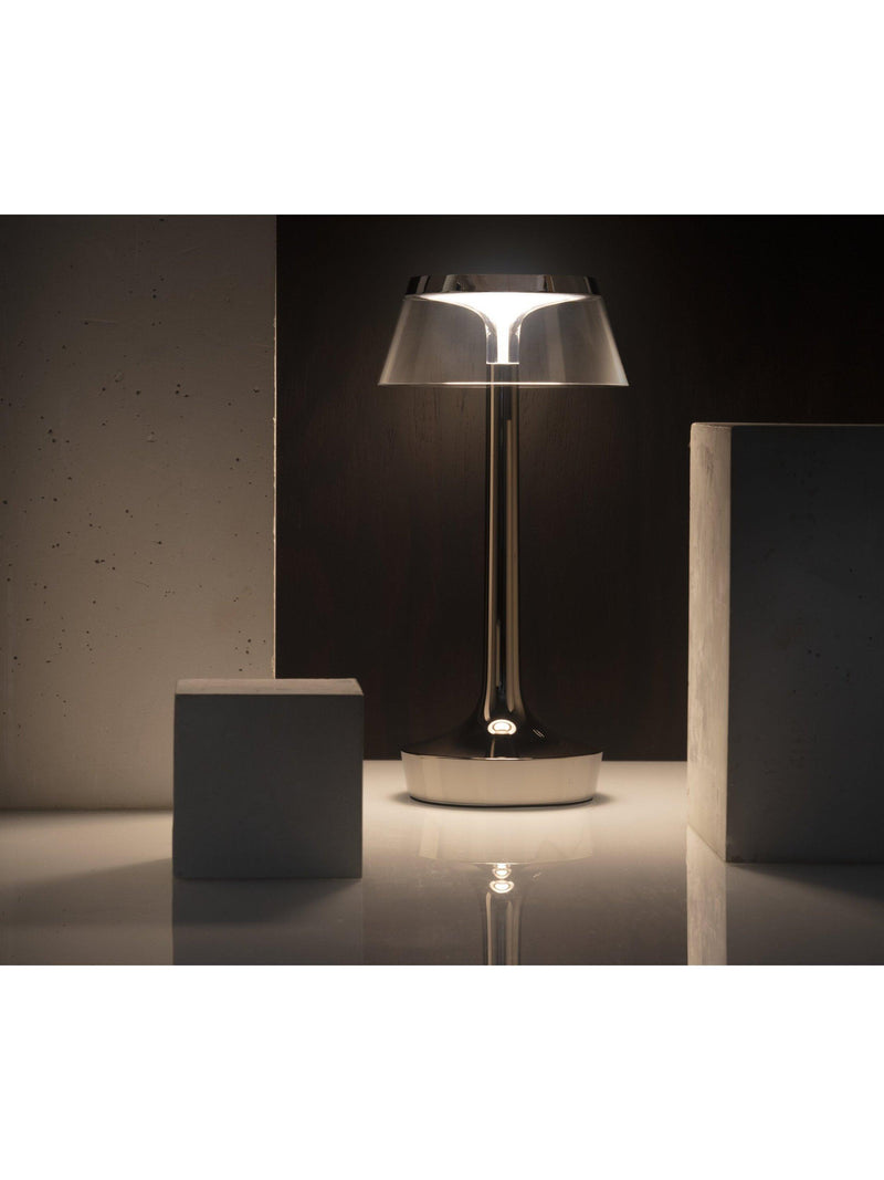 Flos Bon Jour Unplugged black chrome table lamp (British brand)