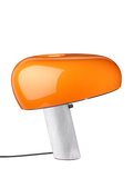Flos Snoopy orange table lamp with marble base, imported from the UK