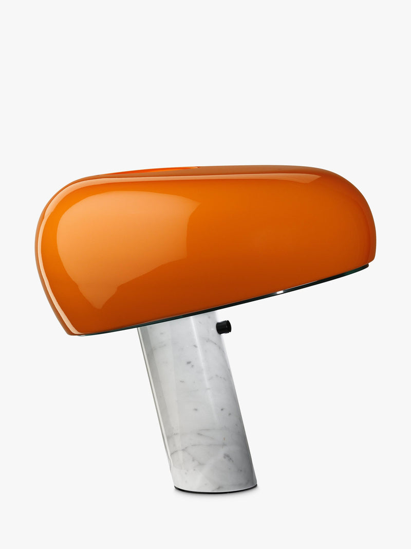 Flos Snoopy orange table lamp with marble base, imported from the UK