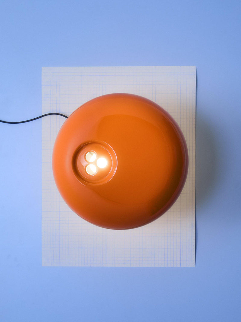Flos Snoopy orange table lamp with marble base, imported from the UK
