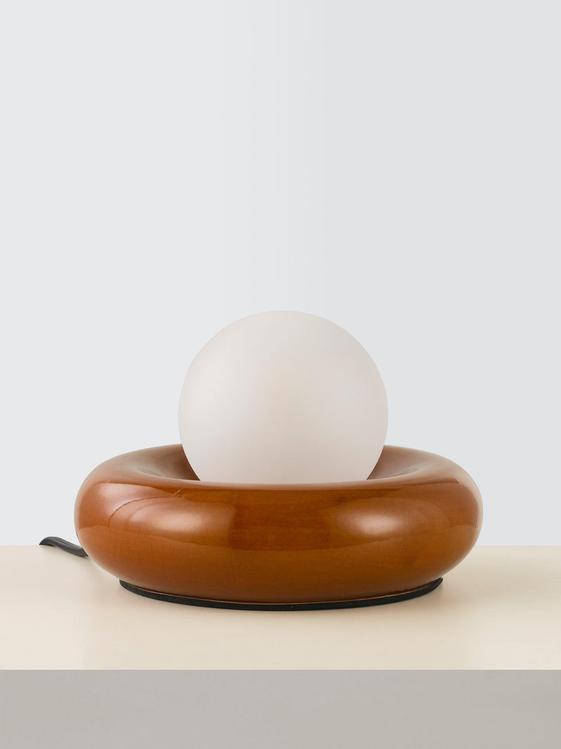 John Lewis Doughnut Table Lamp gloss white shade ceramic base, UK version