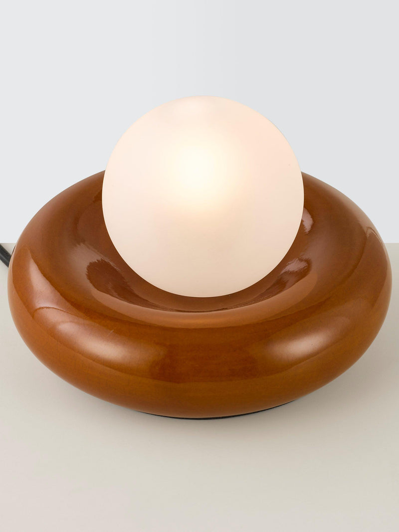 John Lewis Doughnut Table Lamp gloss white shade ceramic base, UK version