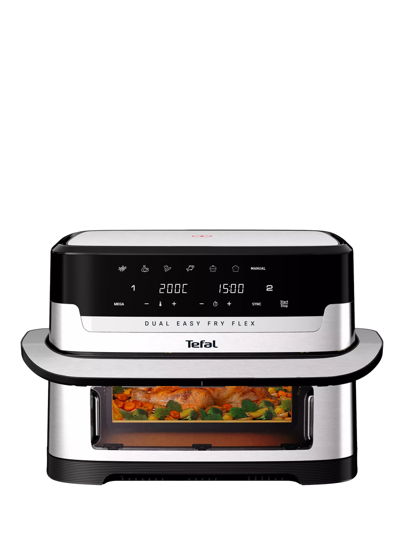 Tefal Dual Easy Fry Flex air fryer 9L stainless steel - British product