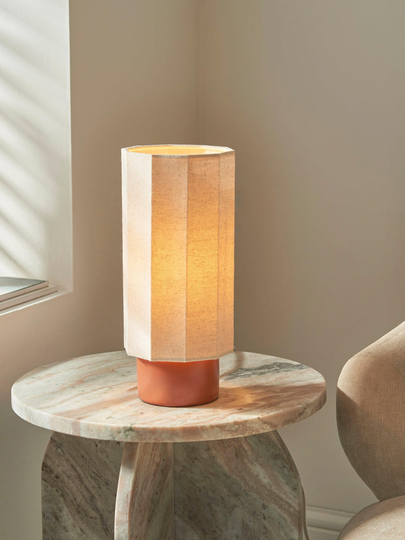 John Lewis Deca ceramic base table lamp with linen shade 31cm - British product