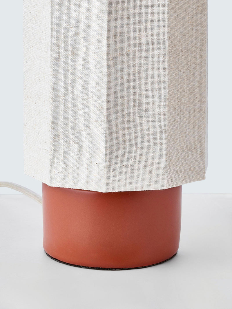 John Lewis Deca ceramic base table lamp with linen shade 31cm - British product