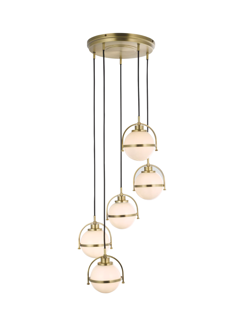 John Lewis Contour 5 pendant cluster ceiling light matt antique brass - British product