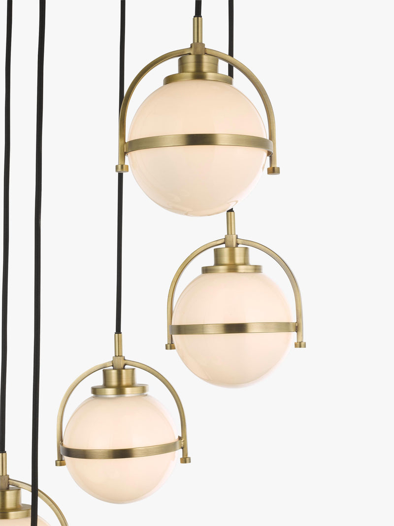 John Lewis Contour 5 pendant cluster ceiling light matt antique brass - British product