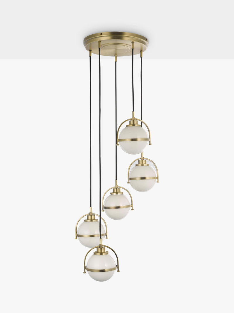 John Lewis Contour 5 pendant cluster ceiling light matt antique brass - British product