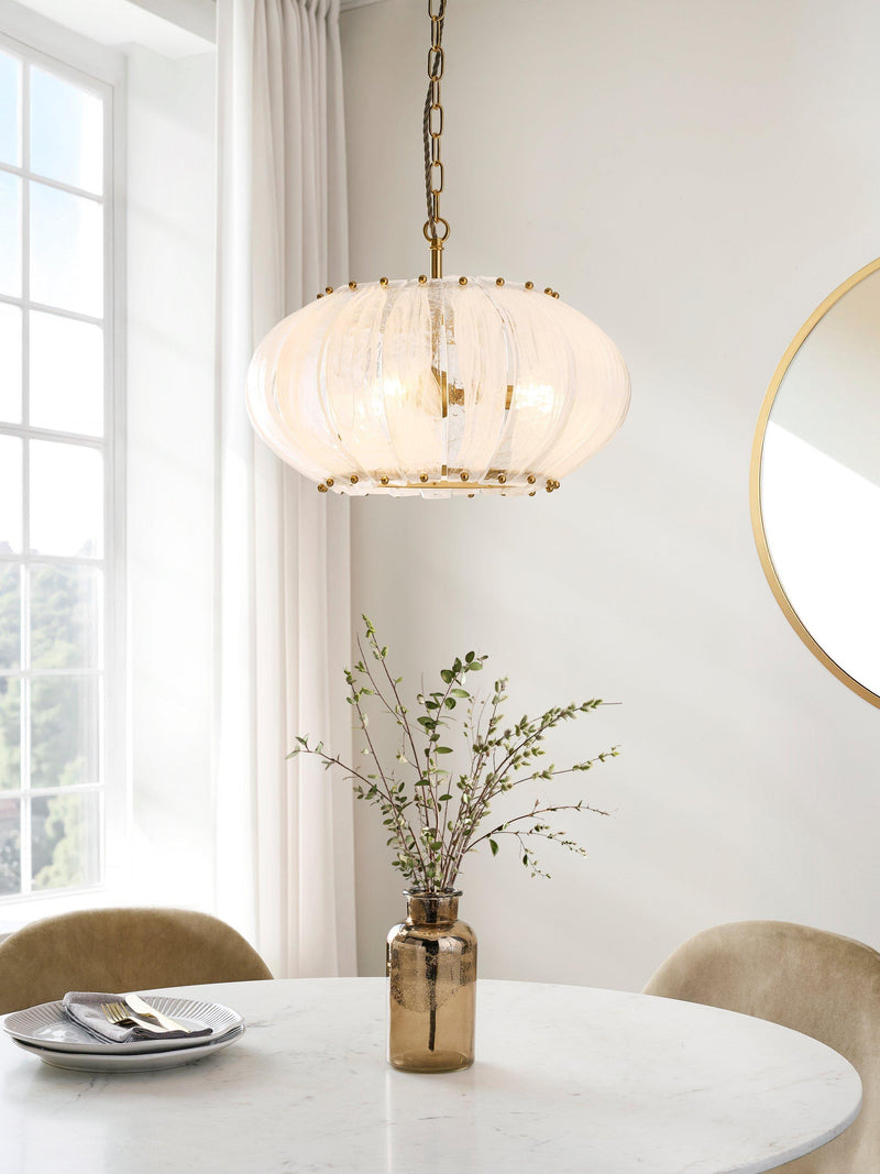 John Lewis Jardin glass pendant light brass adjustable drop, imported from the UK