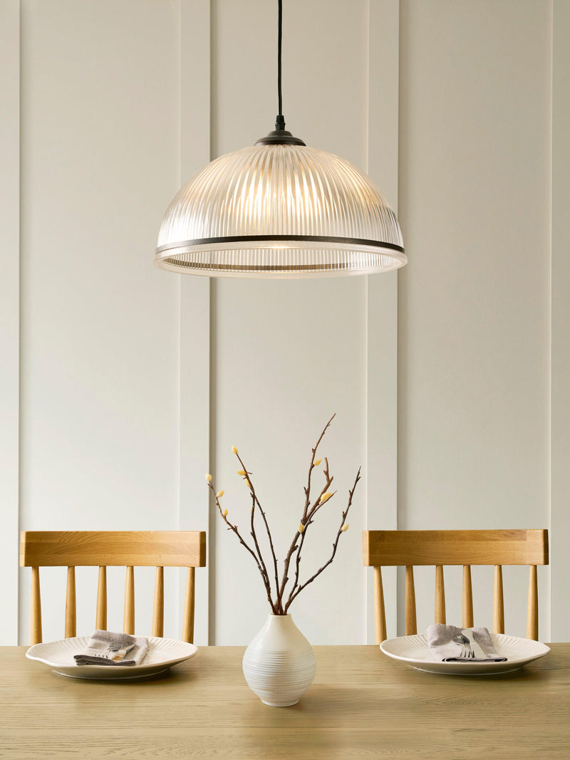 John Lewis Tristan ribbed glass pendant ceiling light bronze, imported from the UK