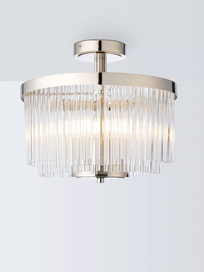 John Lewis Lexton 3 Arm Semi Flush Glass Ceiling Light, Brass