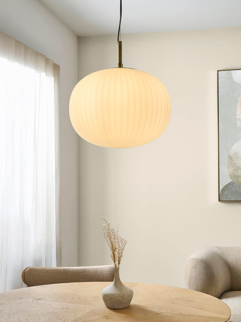John Lewis pleated glass globe ceiling light antique brass - British product