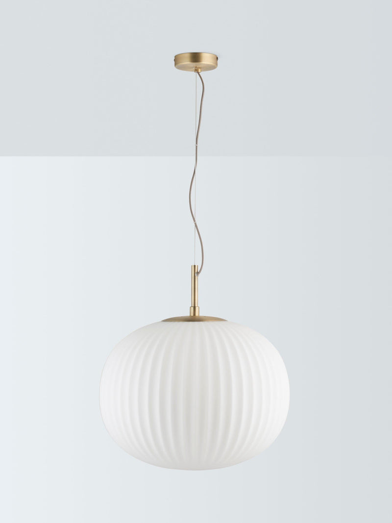 John Lewis pleated glass globe ceiling light antique brass - British product
