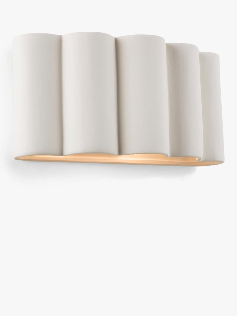 John Lewis ceramic fluted wall light, white (British brand)