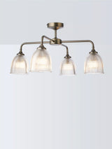 John Lewis John Lewis Saltern Glass 4 Arm Semi Flush Ceiling Light, Pewter- Buy online at McGrocer