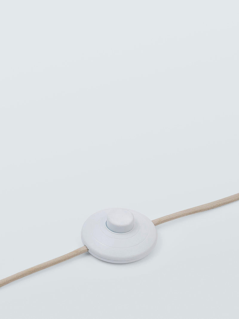 John Lewis floor lamp with ceramic base and natural linen shade (British brand)