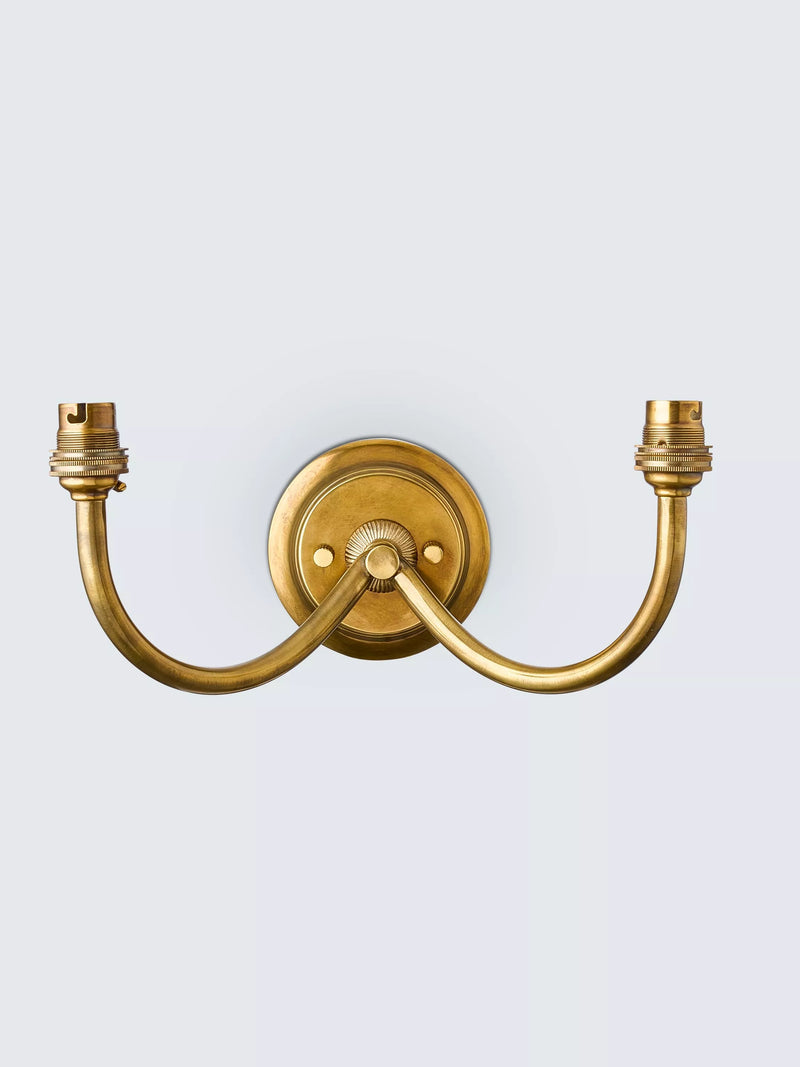 John Lewis double arm wall light aged brass, imported from the UK