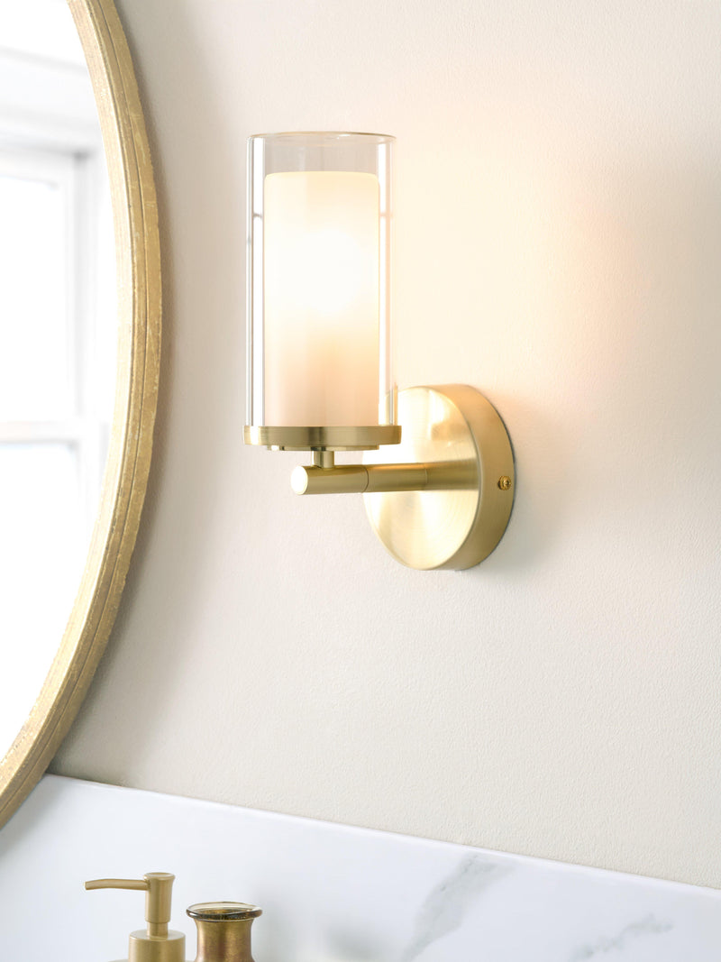 John Lewis Sydney bathroom wall light brushed brass finish, UK version