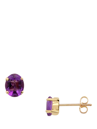 John Lewis E.W Adams 9ct Yellow Gold Claw Set Amethyst Stud Earrings- Buy online at McGrocer