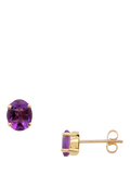E.W Adams 9ct gold claw set amethyst stud earrings - British product
