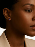E.W Adams 9ct gold claw set amethyst stud earrings - British product