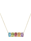E.W Adams 9ct yellow gold 5 oval stone necklace, UK version