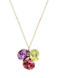 E.W Adams peridot amethyst tourmaline pendant necklace 9ct yellow gold - British product