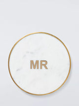 John Lewis John Lewis White Marble Brass Mr Round Coaster- Buy online at McGrocer