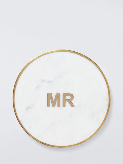 John Lewis John Lewis White Marble Brass Mr Round Coaster- Buy online at McGrocer