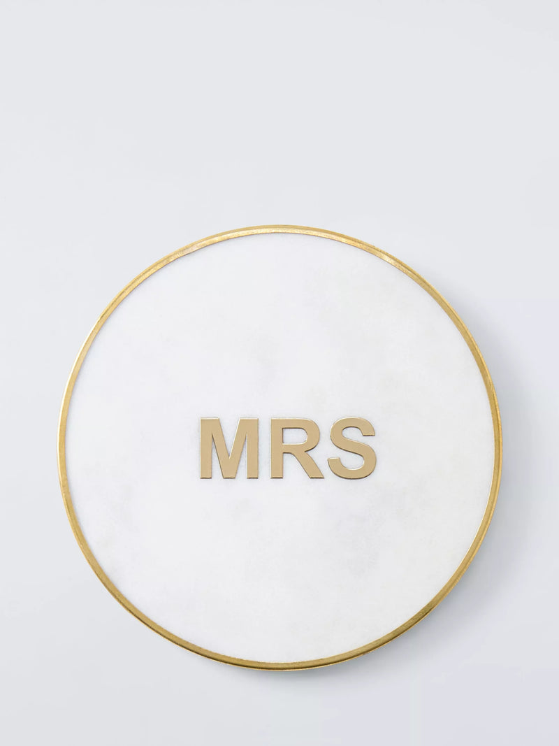 John Lewis white marble brass Mrs coaster, imported from the UK