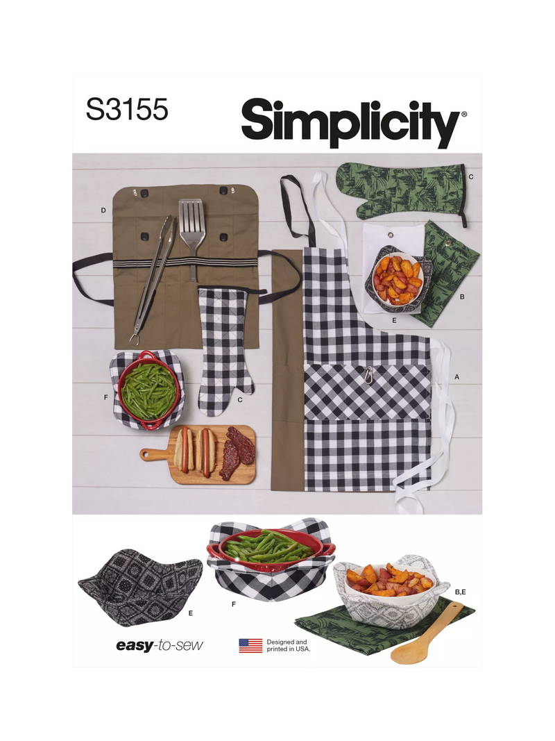 Simplicity S3155 sewing pattern for outdoor grill accessories, UK version