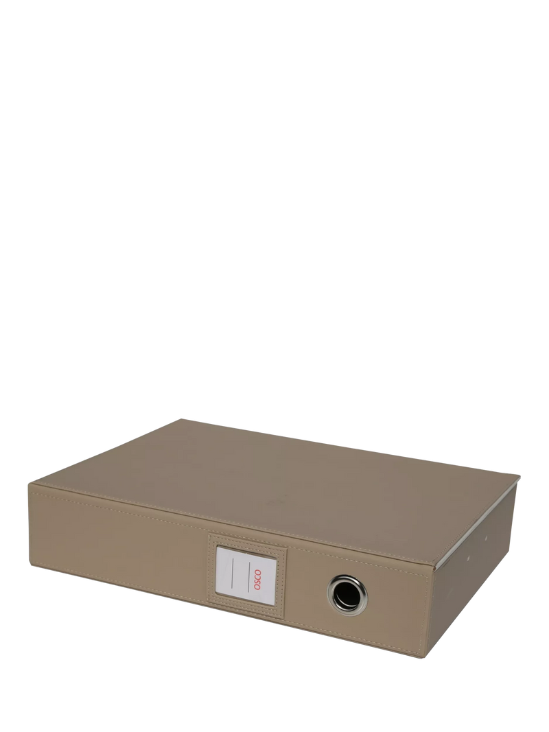 Osco faux leather box file light taupe, UK version