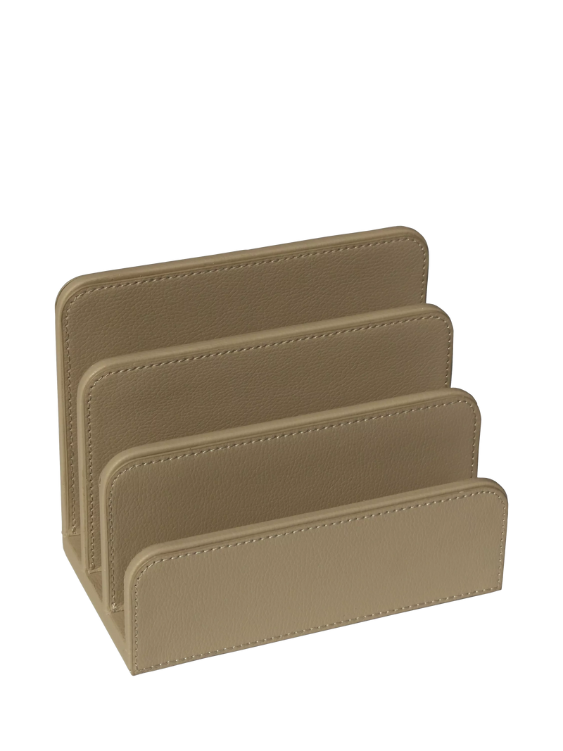 Osco faux leather letter holder light taupe, UK version