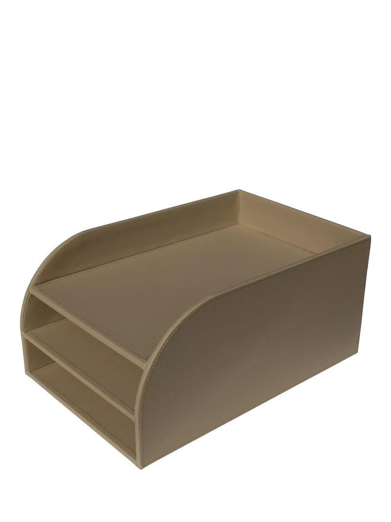 Osco faux leather 3-tier letter tray light taupe, UK version