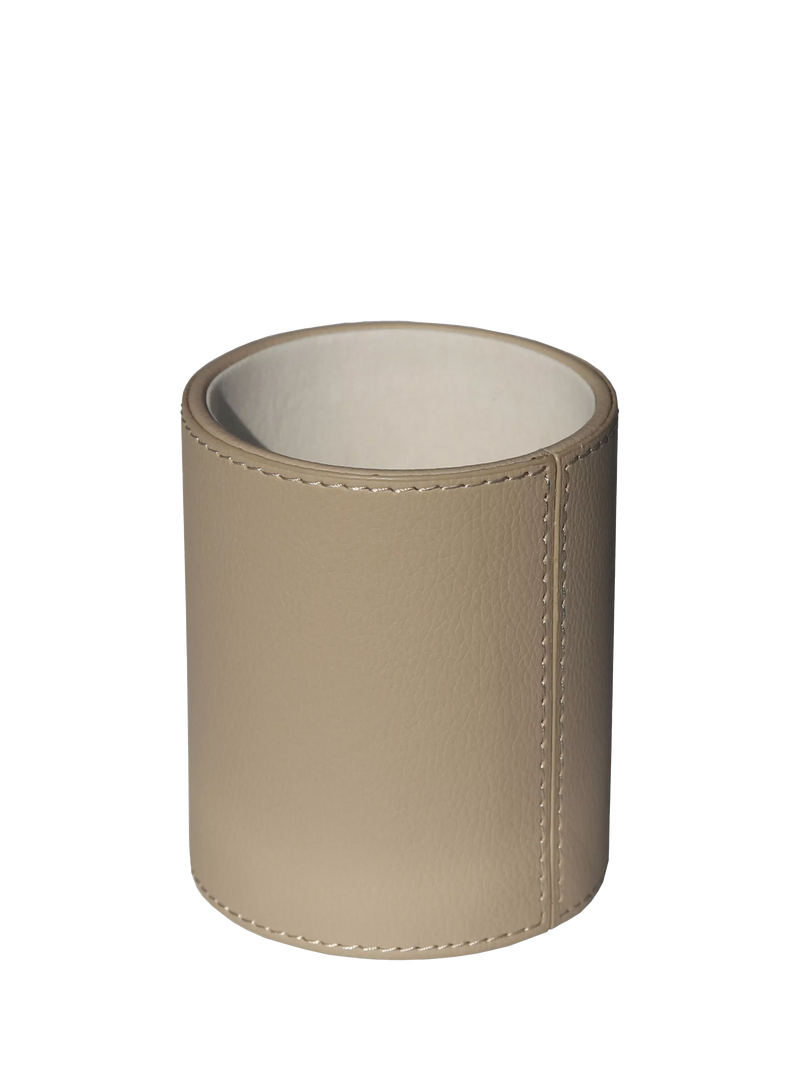 Osco faux leather pen pot in light taupe (British brand)
