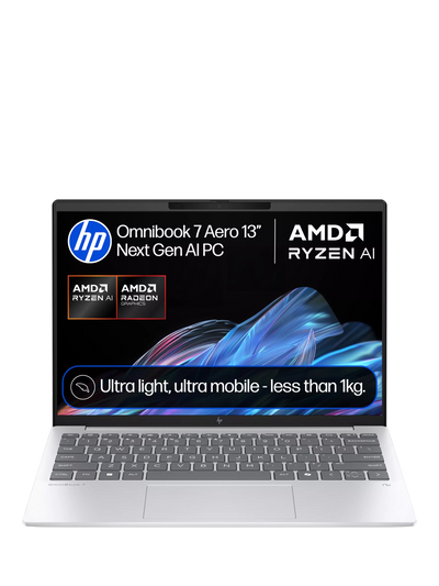 John Lewis HP OmniBook 7 Aero Laptop AMD Ryzen AI 5 16GB RAM 1TB SSD 13.3 2K Glacier Silver- Buy online at McGrocer