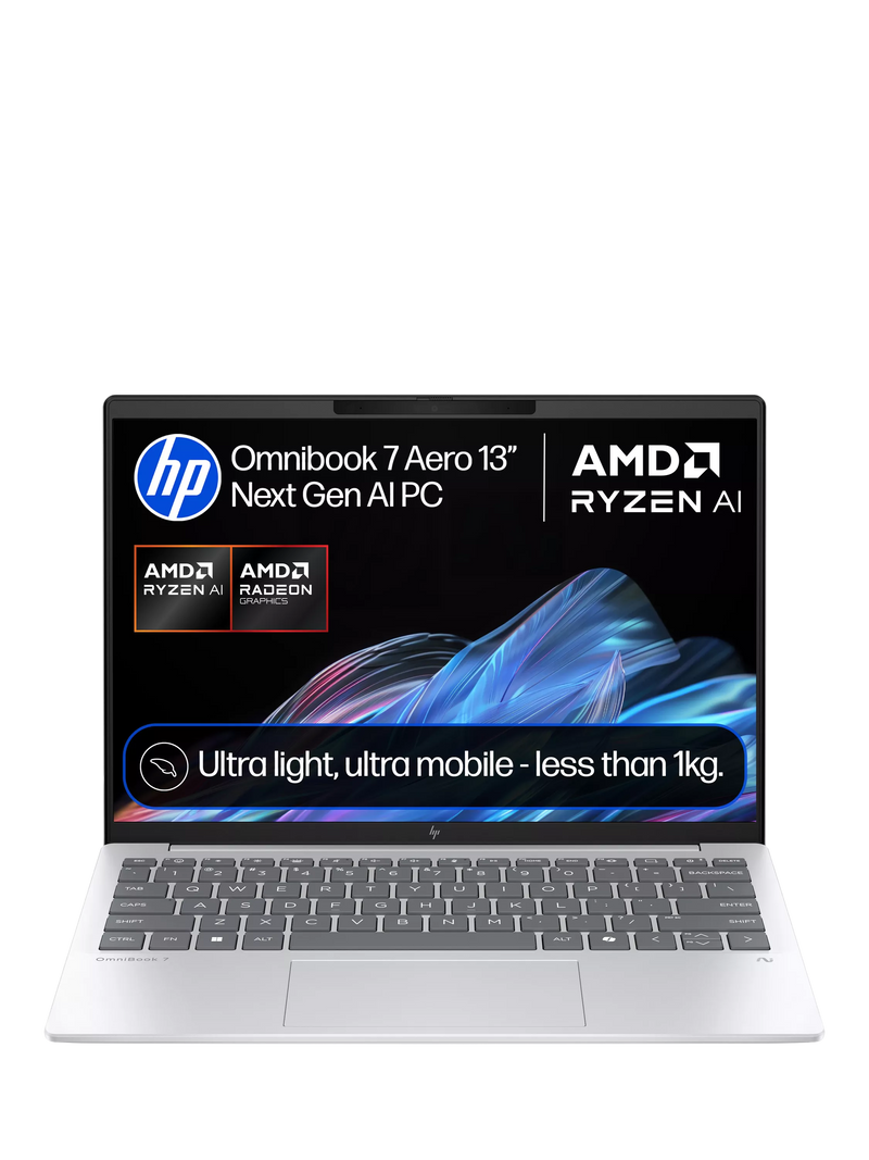 HP OmniBook 7 Aero laptop in Glacier Silver - British product