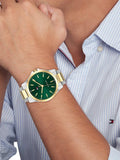 Tommy Hilfiger two-tone bracelet watch with emerald dial (British brand)