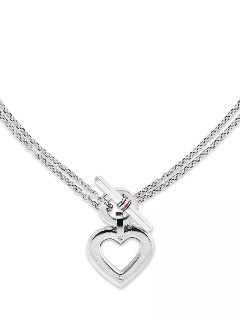 Tommy Hilfiger heart pendant toggle necklace silver, imported from the UK