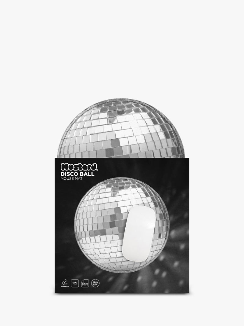Mustard disco ball mouse mat silver 21cm, imported from the UK
