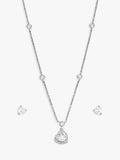 Cubic Zirconia Heart Drop Necklace and Earrings Box Set