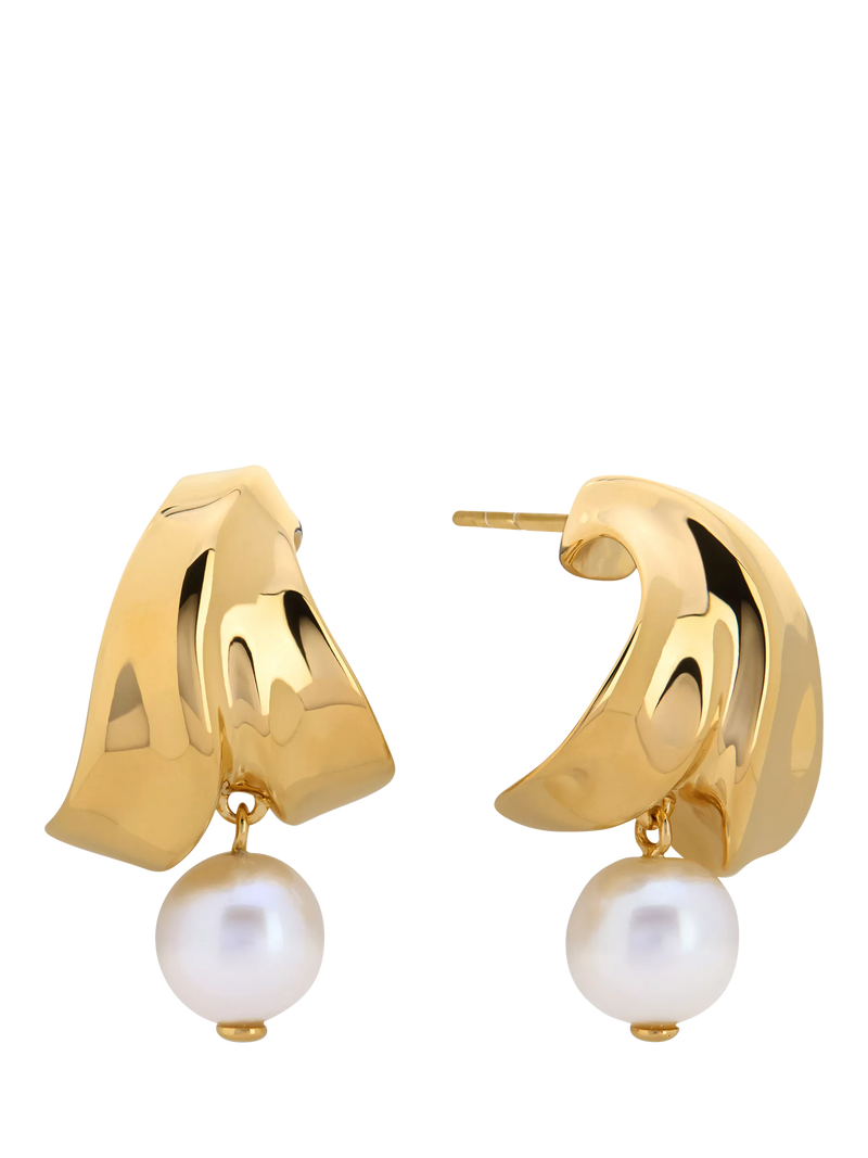 Monica Vinader Small Nomade Pearl earrings gold (British brand)
